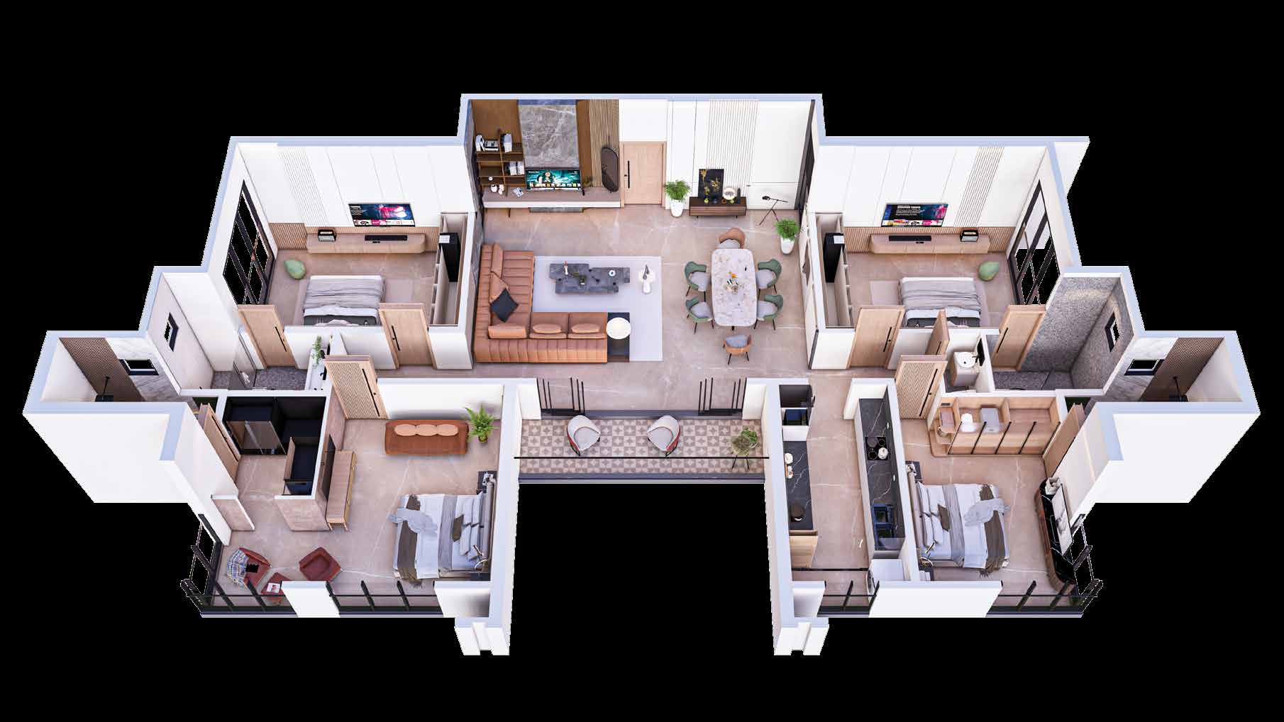 Floor plan – 4 BHK Flat No 3