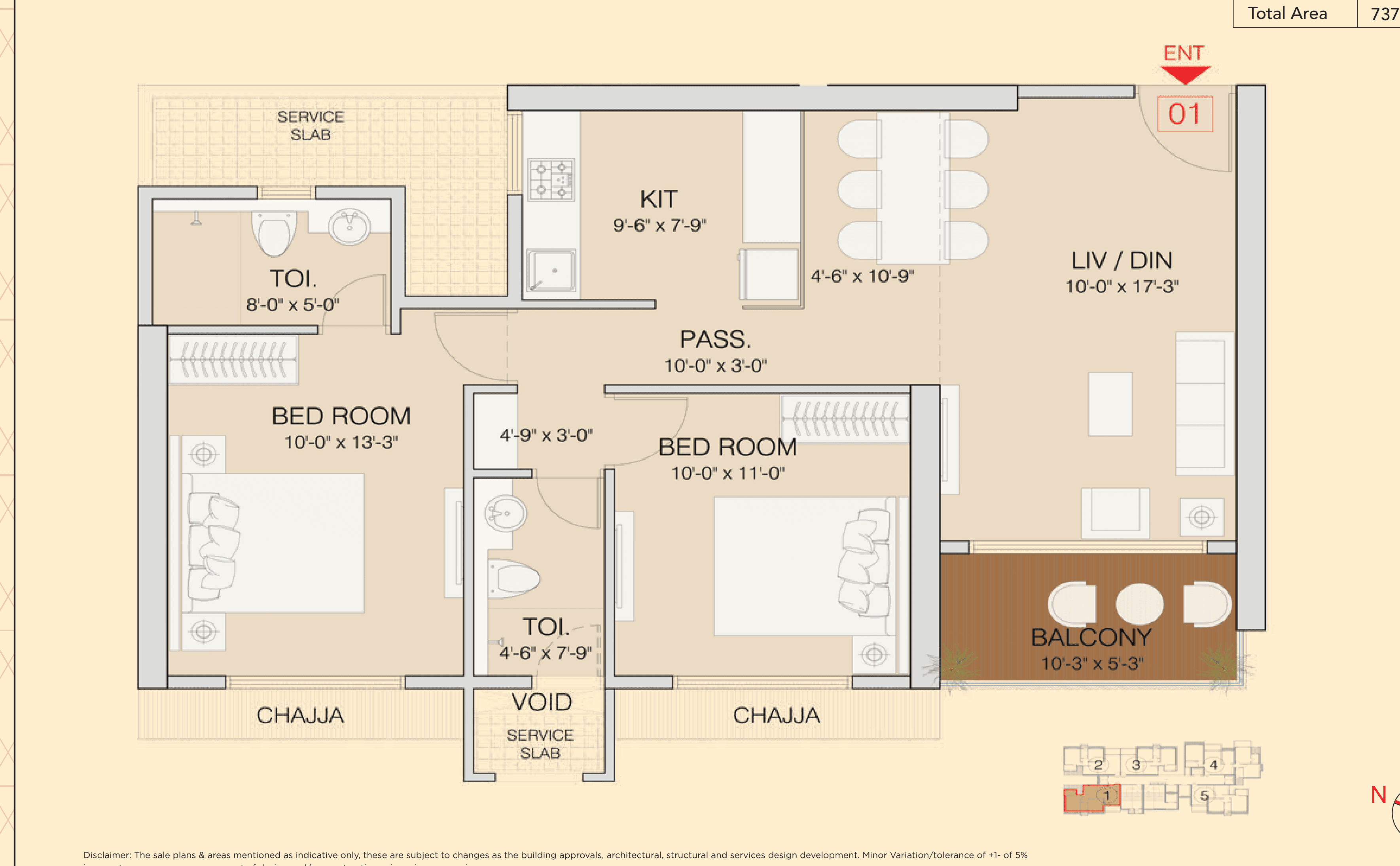 Floor plan – 2 BHK